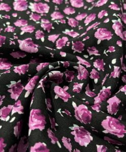 Pembe Güllü Pamuk Viskon Kumaş S1