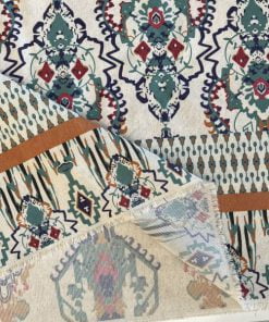 Alaçatı Desenli Naturel Keten Kumaş S1