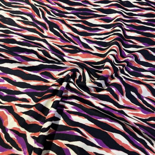 Renkli Zebra İpek Saten Kumaş S1