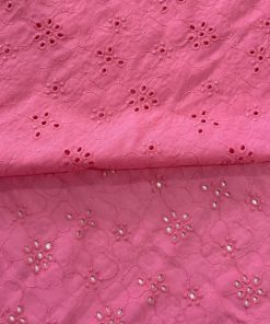 Çiçekli Pamuk Fisto Kumaş Pembe S1