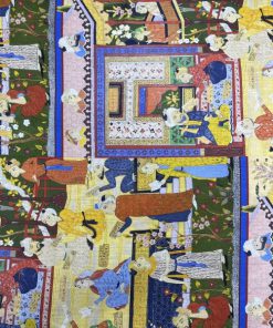 Geleneksel Türk Motifli Pamuklu Keten Kumaş S1