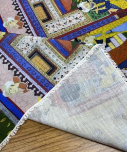 Geleneksel Türk Motifli Pamuklu Keten Kumaş S1