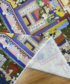 Geleneksel Türk Motifli Pamuklu Keten Kumaş S1