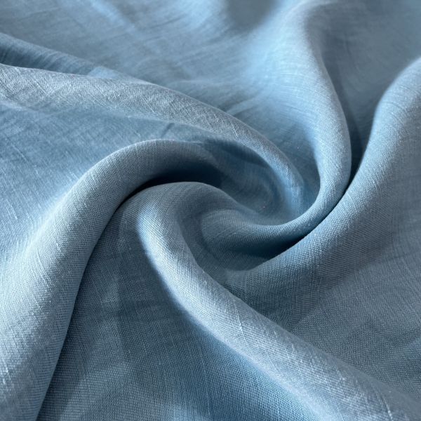 Dökümlü Ham Keten Kumaş Soft Mavi S1