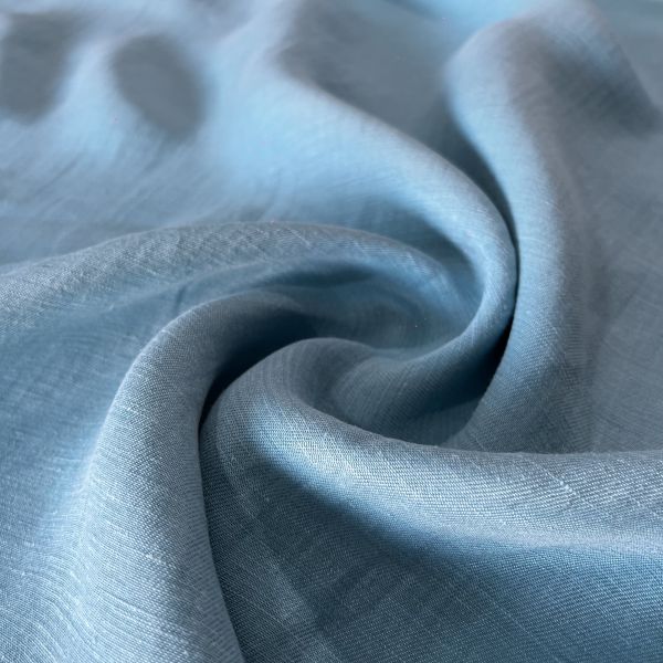 Dökümlü Ham Keten Kumaş Soft Mavi S1