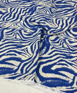 Mavi Zebra Desenli Viskon Kumaş S1
