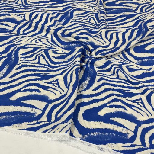 Mavi Zebra Desenli Viskon Kumaş S1
