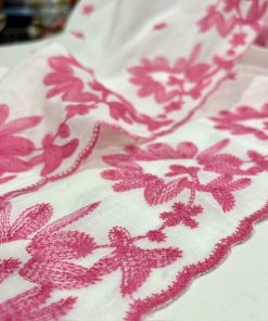 Özel Nakışlı Saf Pamuk Fisto Pembe S1