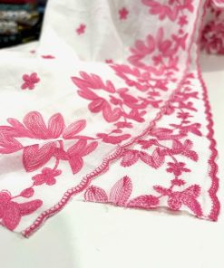 Özel Nakışlı Saf Pamuk Fisto Pembe S1