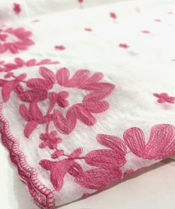 Özel Nakışlı Saf Pamuk Fisto Pembe S1