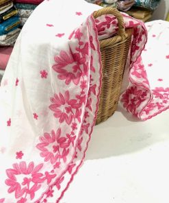 Özel Nakışlı Saf Pamuk Fisto Pembe S1