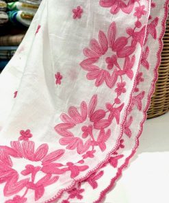 Özel Nakışlı Saf Pamuk Fisto Pembe S1