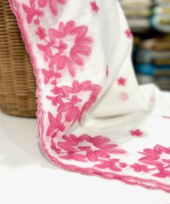 Özel Nakışlı Saf Pamuk Fisto Pembe S1