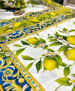 Dolce Gabbana Vazo Limon Desenli Keten Kumaş S1