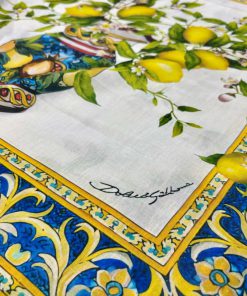 Dolce Gabbana Vazo Limon Desenli Keten Kumaş S1