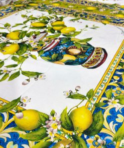 Dolce Gabbana Vazo Limon Desenli Keten Kumaş S1