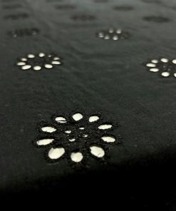 Çiçekli Saf Pamuk Fisto Kumaş Siyah S1