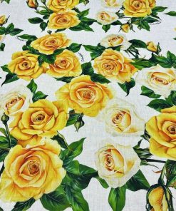 Dolce Gabbana Yellow Rose Keten Kumaş S1