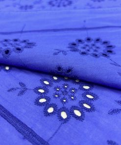 Menekşe Mavi Çiçekli %100 Pamuk Fisto S1YVZ