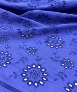 Menekşe Mavi Çiçekli %100 Pamuk Fisto S1YVZ