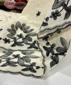 Özel Nakışlı Saf Pamuk Fisto Siyah S1