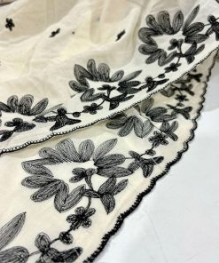 Özel Nakışlı Saf Pamuk Fisto Siyah S1