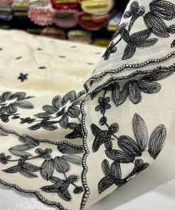 Özel Nakışlı Saf Pamuk Fisto Siyah S1