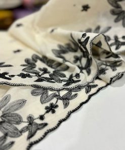 Özel Nakışlı Saf Pamuk Fisto Siyah S1