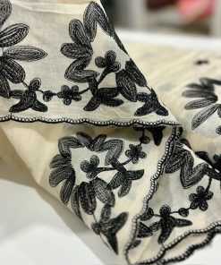 Özel Nakışlı Saf Pamuk Fisto Siyah S1