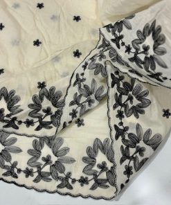 Özel Nakışlı Saf Pamuk Fisto Siyah S1