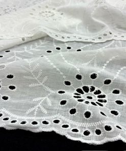 Çiçek Nakışlı %100 Pamuklu Fisto Kumaş S1