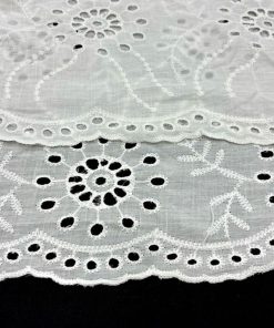 Çiçek Nakışlı %100 Pamuklu Fisto Kumaş S1