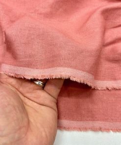 %100 Keten Kumaş Mercan Rengi