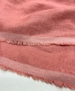 %100 Keten Kumaş Mercan Rengi