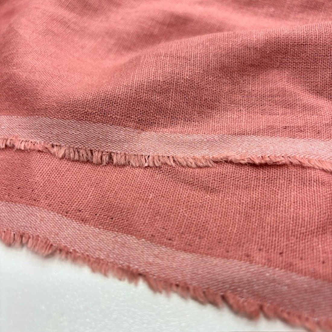 %100 Keten Kumaş Mercan Rengi