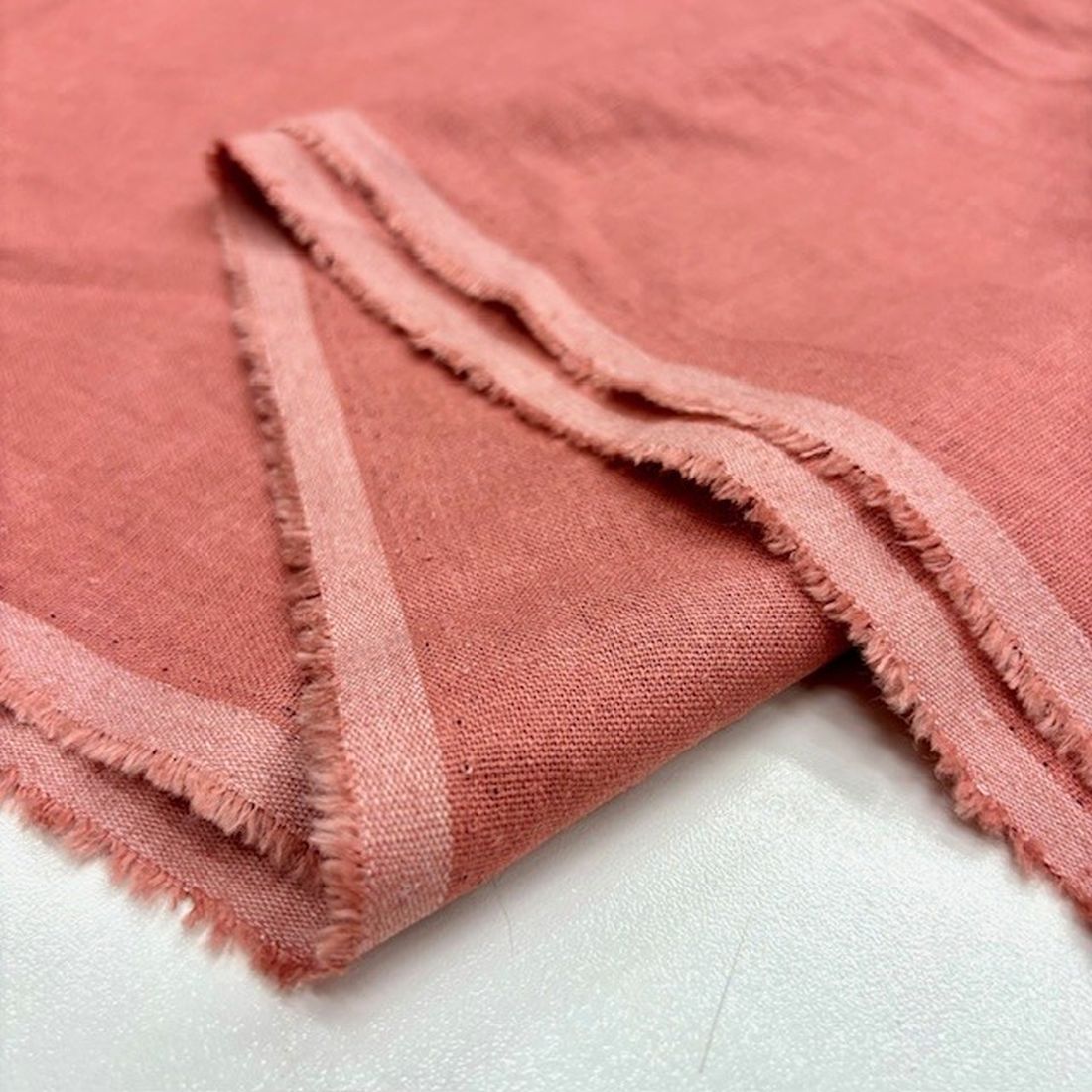 %100 Keten Kumaş Mercan Rengi