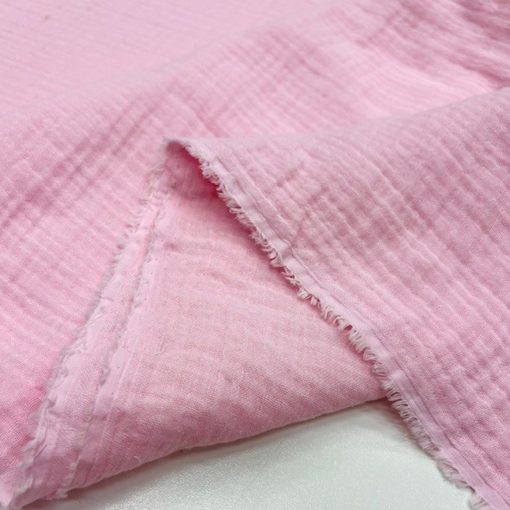 Çift Katlı Saf Pamuk Müslin Kumaş Şeker Pembe YVZ