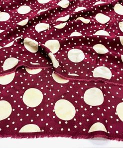Bordo Krem Puantiyeli Jakarlı Cupro Kumaş SRVT
