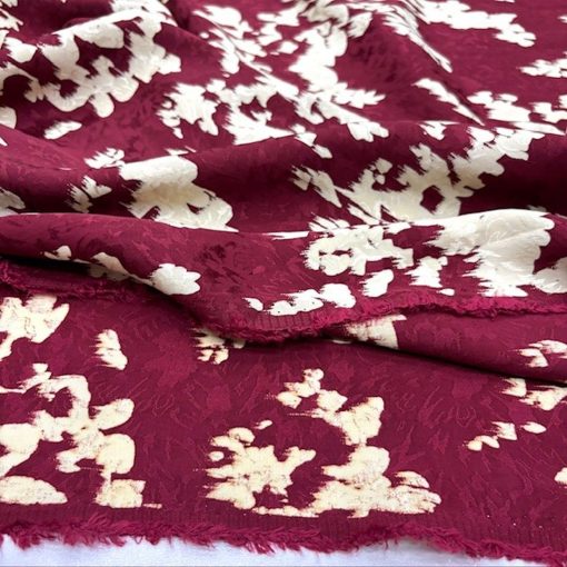 Bordo Tasarım Jakarlı Pamuklu Cupro Kumaş SRVT