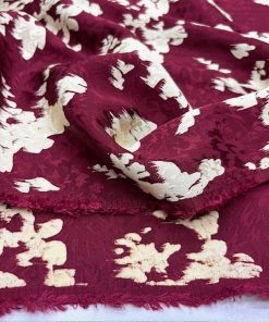 Bordo Tasarım Jakarlı Pamuklu Cupro Kumaş SRVT