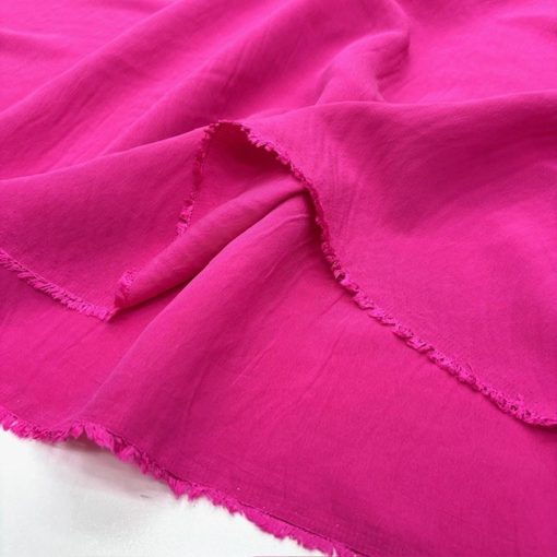 Fuşya Pembe Yıkanmış Cupro Kumaş