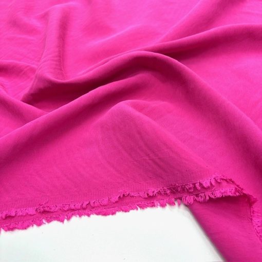 Fuşya Pembe Yıkanmış Cupro Kumaş