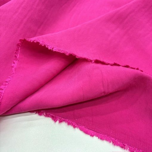 Fuşya Pembe Yıkanmış Cupro Kumaş