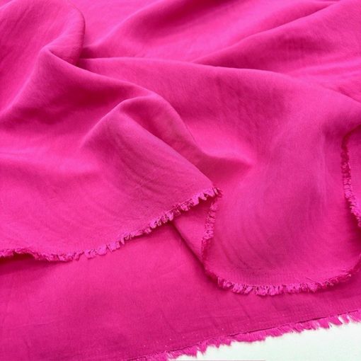 Fuşya Pembe Yıkanmış Cupro Kumaş