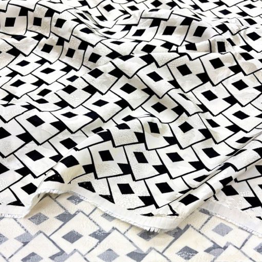 Geometrik Tasarım Jakarlı Pamuklu Cupro Kumaş SRVT