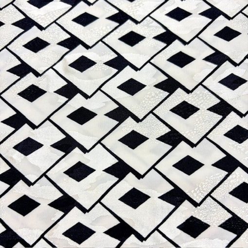 Geometrik Tasarım Jakarlı Pamuklu Cupro Kumaş SRVT