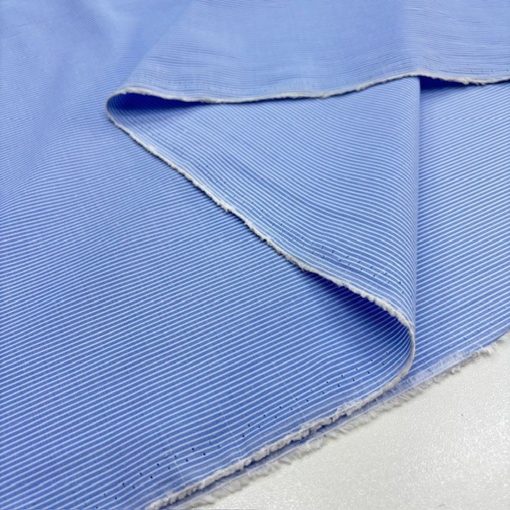 Gök Mavi Çizgili Pamuklu Poplin Kumaş