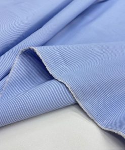 Gök Mavi Çizgili Pamuklu Poplin Kumaş