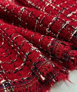 Kırmızı Lüks Tweed Kumaş BYR