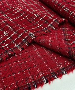 Kırmızı Lüks Tweed Kumaş BYR